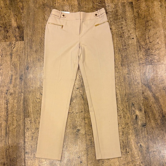 Calvin Klein Tan Trousers with Gold Button - Picture 2 of 9